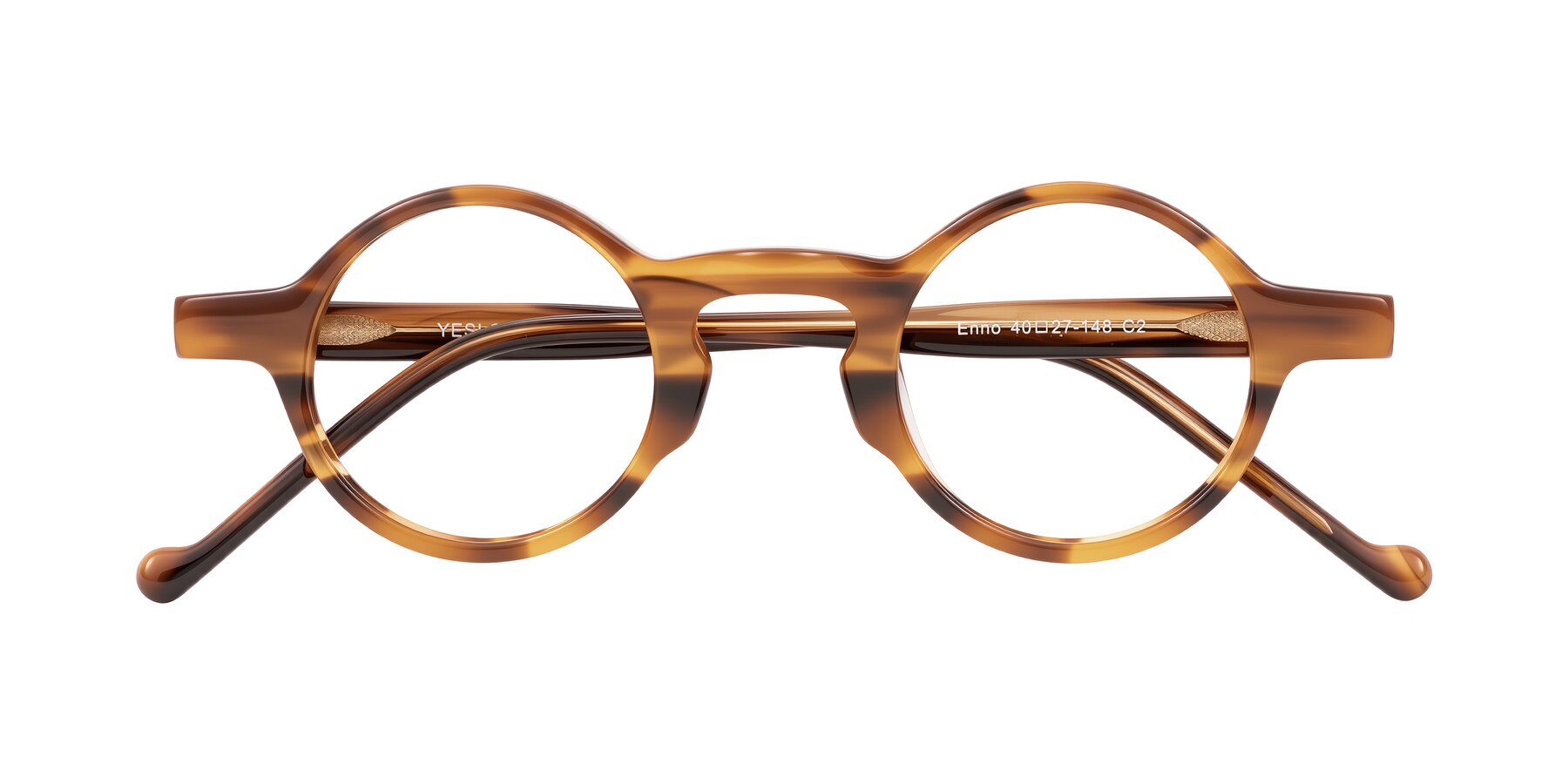 Folded Front of Enno in Amber Striped with Clear Blue Light Blocking Lenses