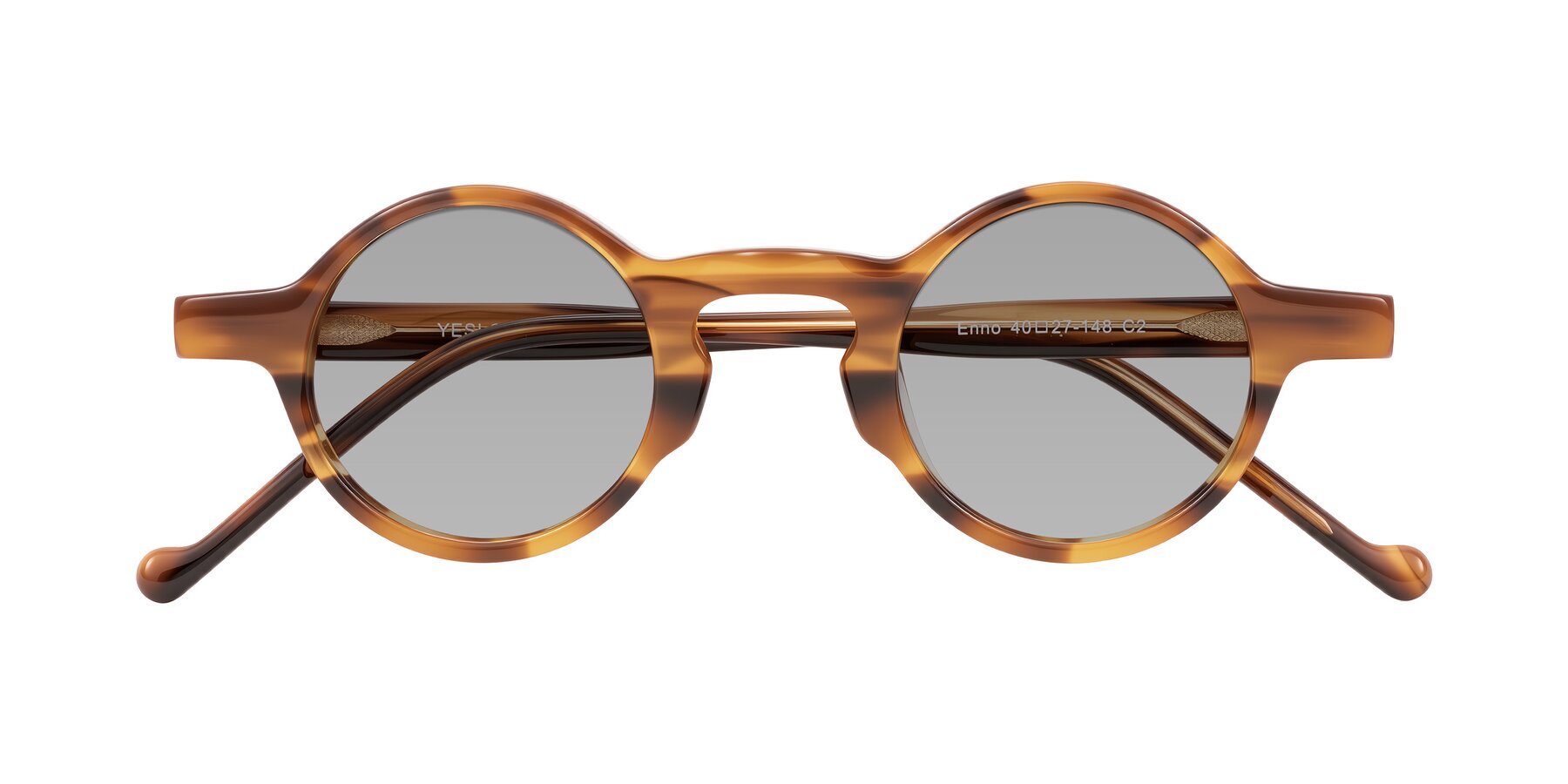 Folded Front of Enno in Amber Striped with Light Gray Tinted Lenses