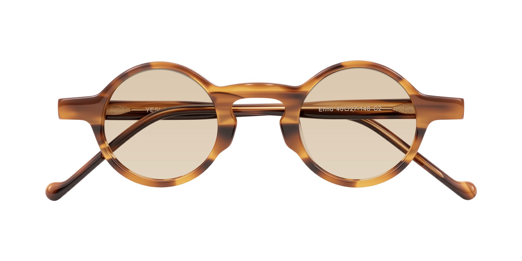 Folded Front of Enno in Amber Striped with Light Brown Tinted Lenses