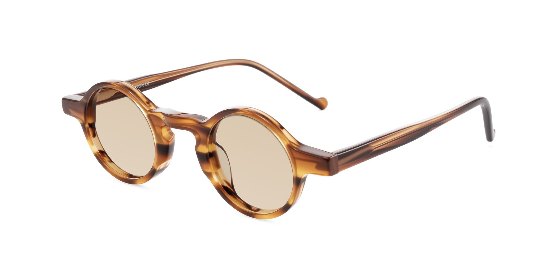 Angle of Enno in Amber Striped with Light Brown Tinted Lenses