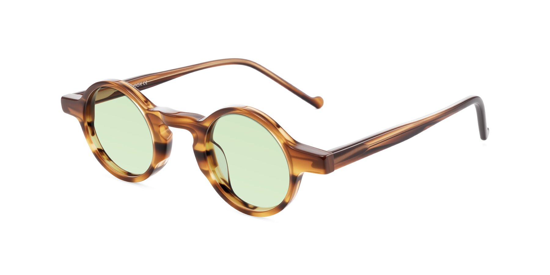 Angle of Enno in Amber Striped with Light Green Tinted Lenses