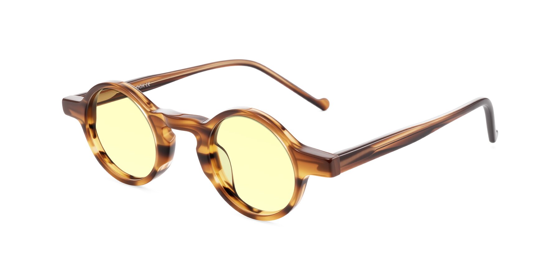 Angle of Enno in Amber Striped with Light Yellow Tinted Lenses