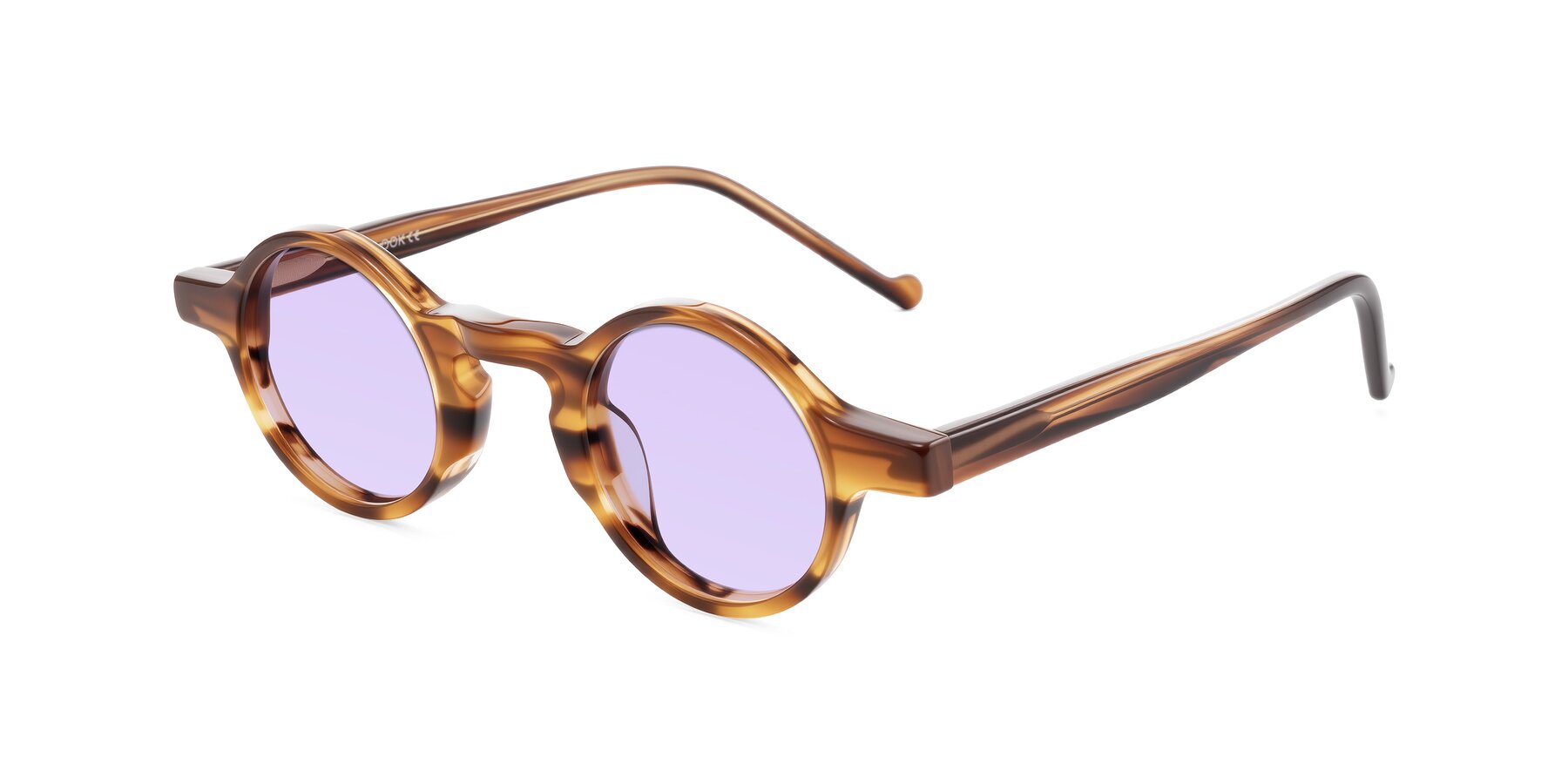 Angle of Enno in Amber Striped with Light Purple Tinted Lenses