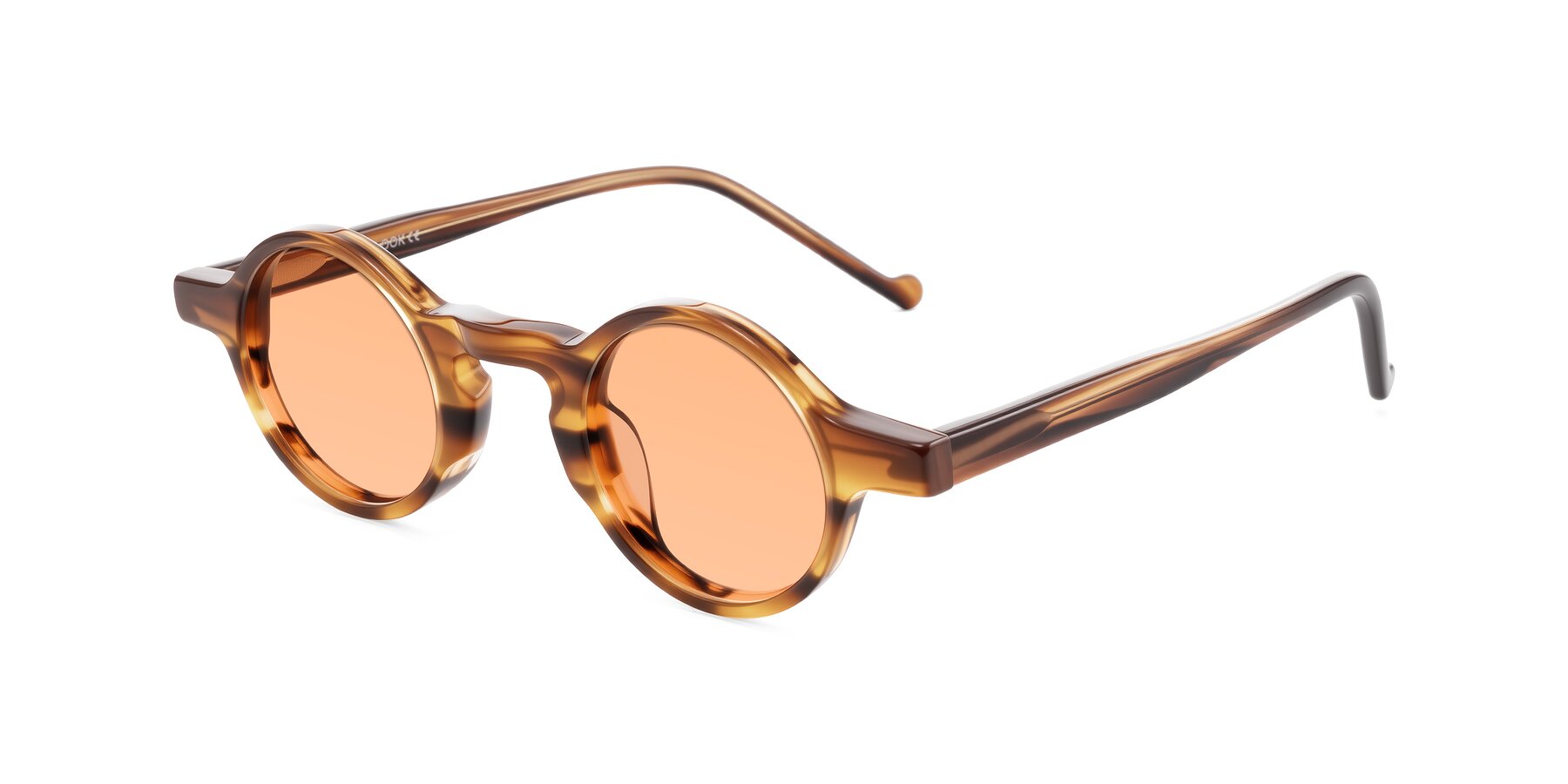 Angle of Enno in Amber Striped with Light Orange Tinted Lenses