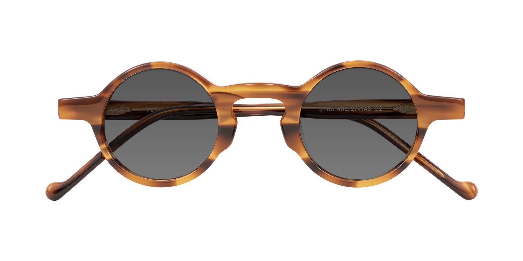 Folded Front of Enno in Amber Striped with Medium Gray Tinted Lenses