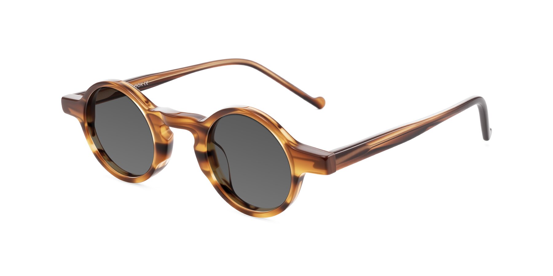 Angle of Enno in Amber Striped with Medium Gray Tinted Lenses