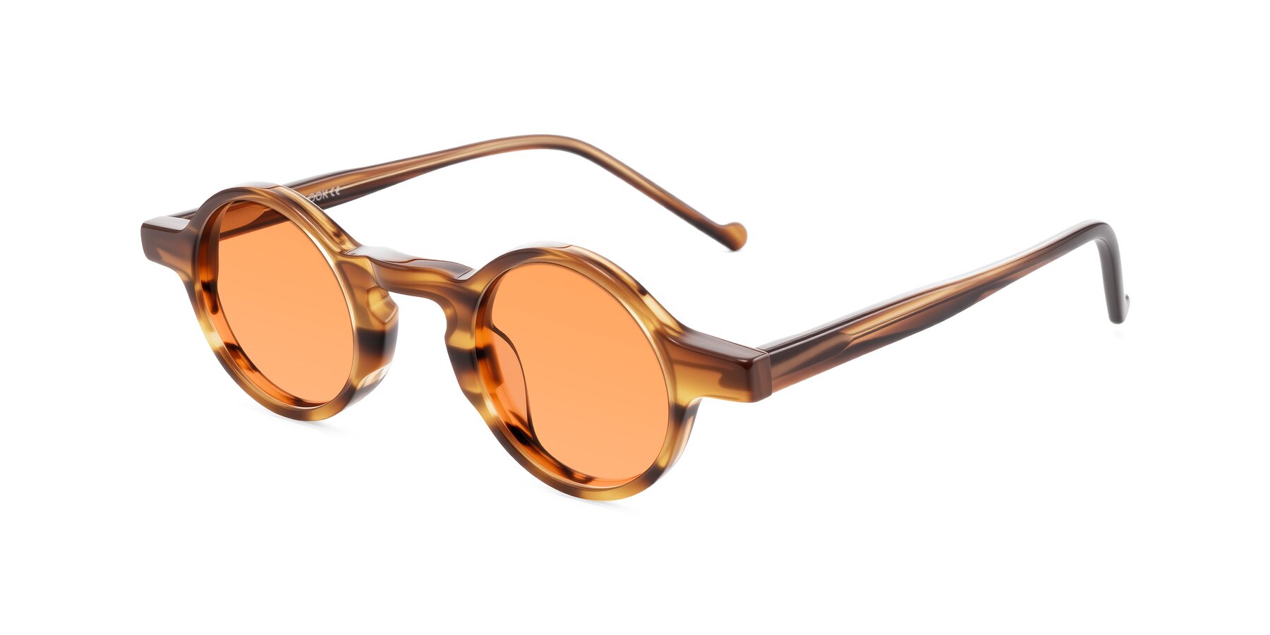 Angle of Enno in Amber Striped with Medium Orange Tinted Lenses