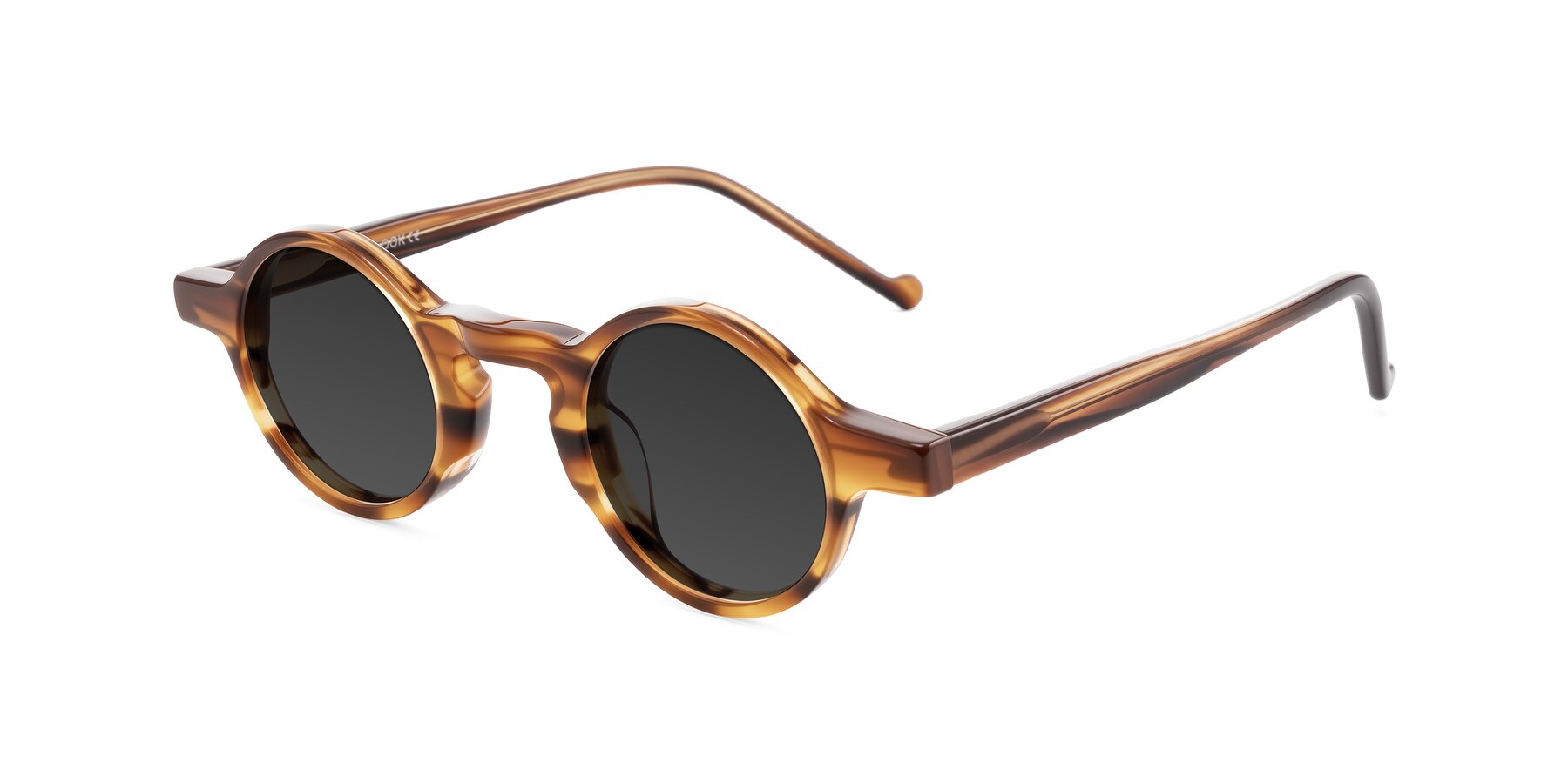 Angle of Enno in Amber Striped with Gray Tinted Lenses