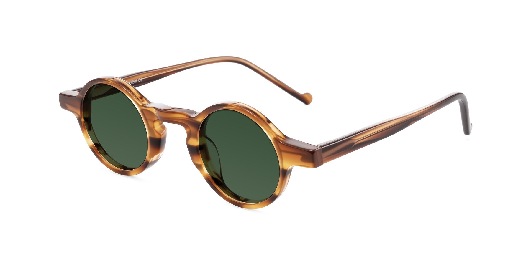 Angle of Enno in Amber Striped with Green Tinted Lenses