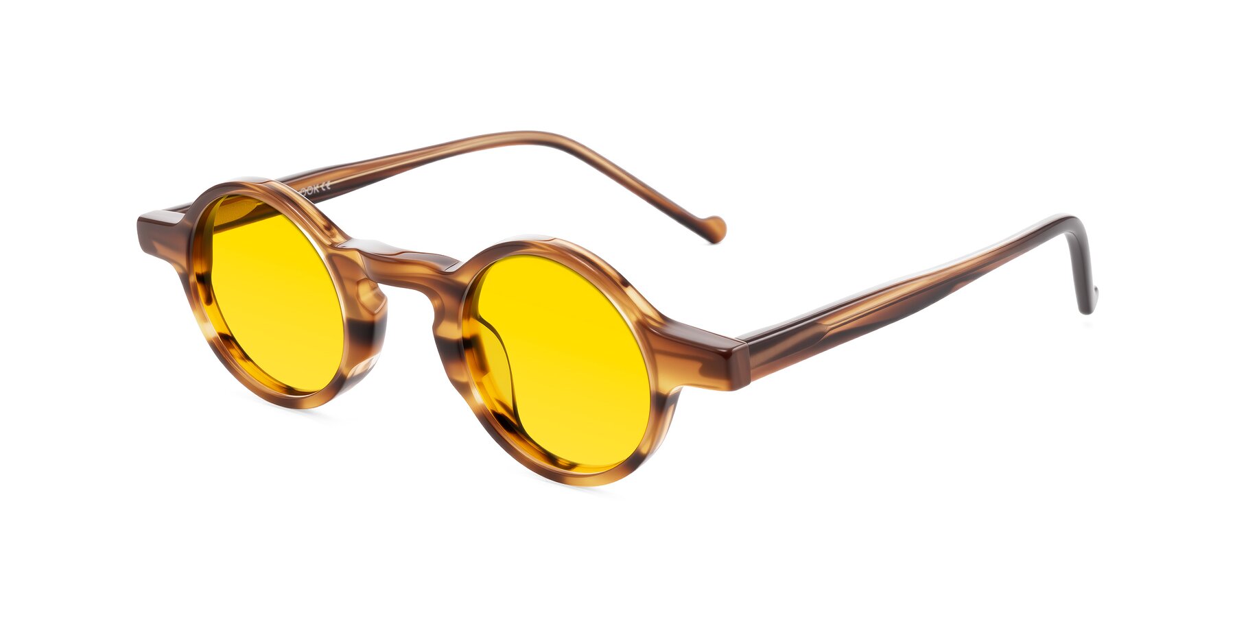 Angle of Enno in Amber Striped with Yellow Tinted Lenses