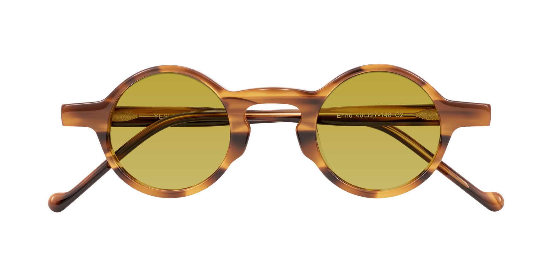Folded Front of Enno in Amber Striped with Champagne Tinted Lenses