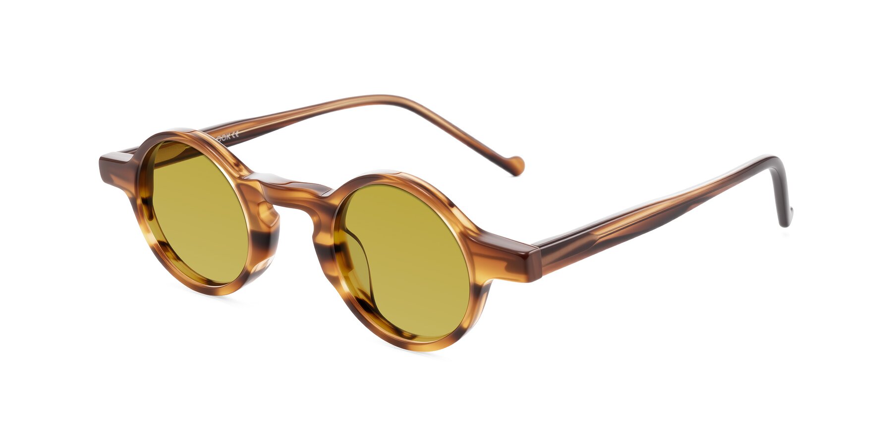 Angle of Enno in Amber Striped with Champagne Tinted Lenses
