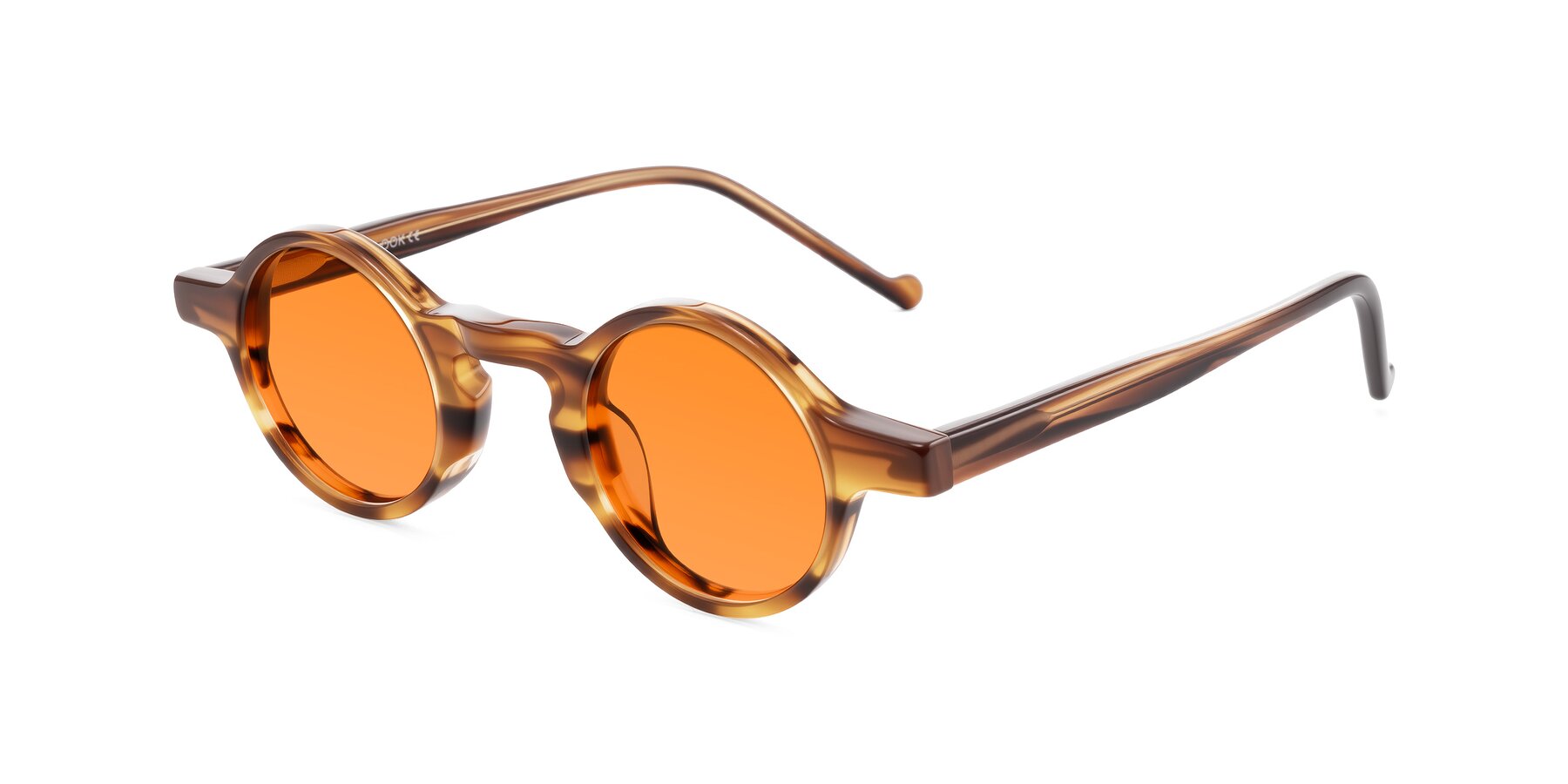 Angle of Enno in Amber Striped with Orange Tinted Lenses