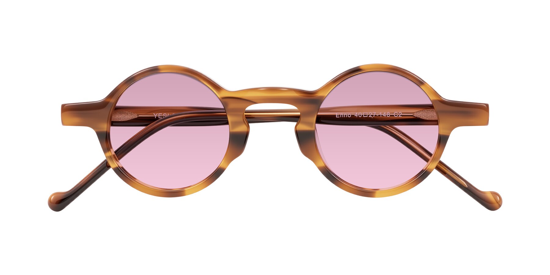 Folded Front of Enno in Amber Striped with Light Wine Tinted Lenses