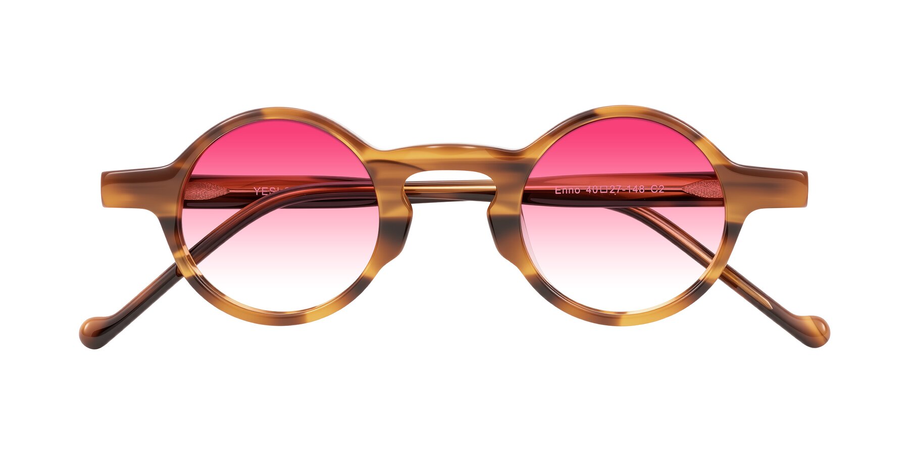 Folded Front of Enno in Amber Striped with Pink Gradient Lenses