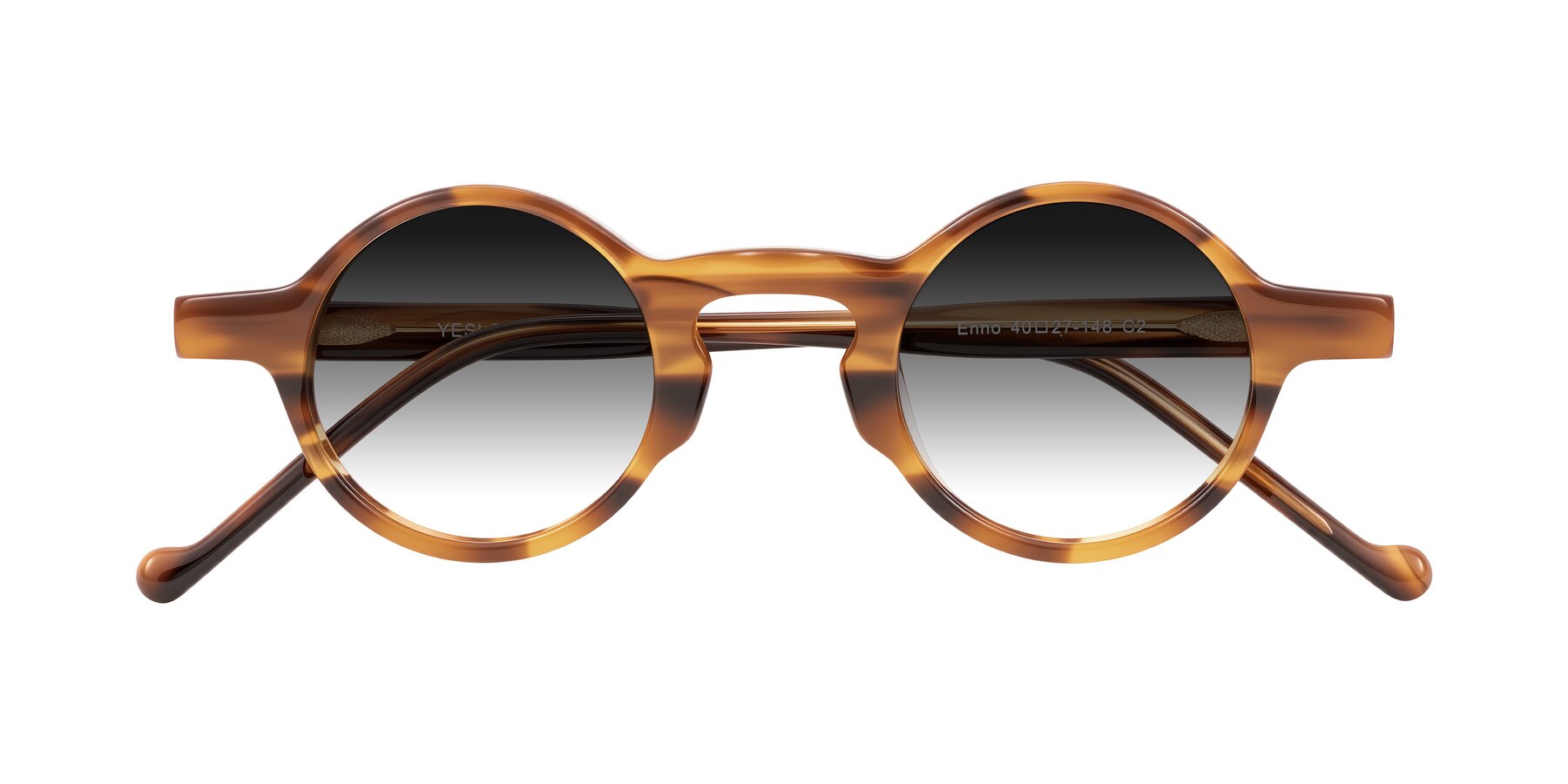 Folded Front of Enno in Amber Striped with Gray Gradient Lenses