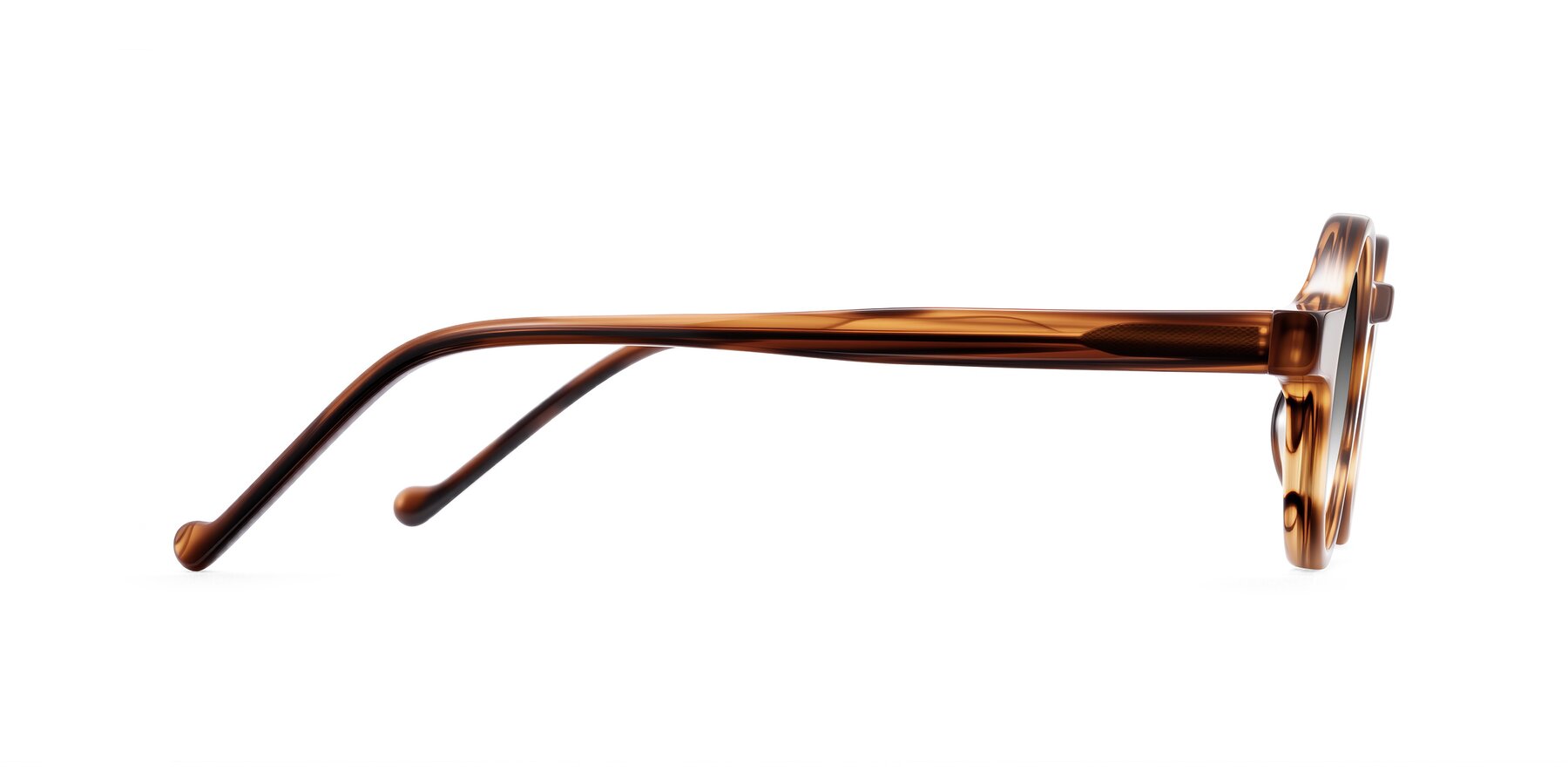 Side of Enno in Amber Striped with Gray Gradient Lenses