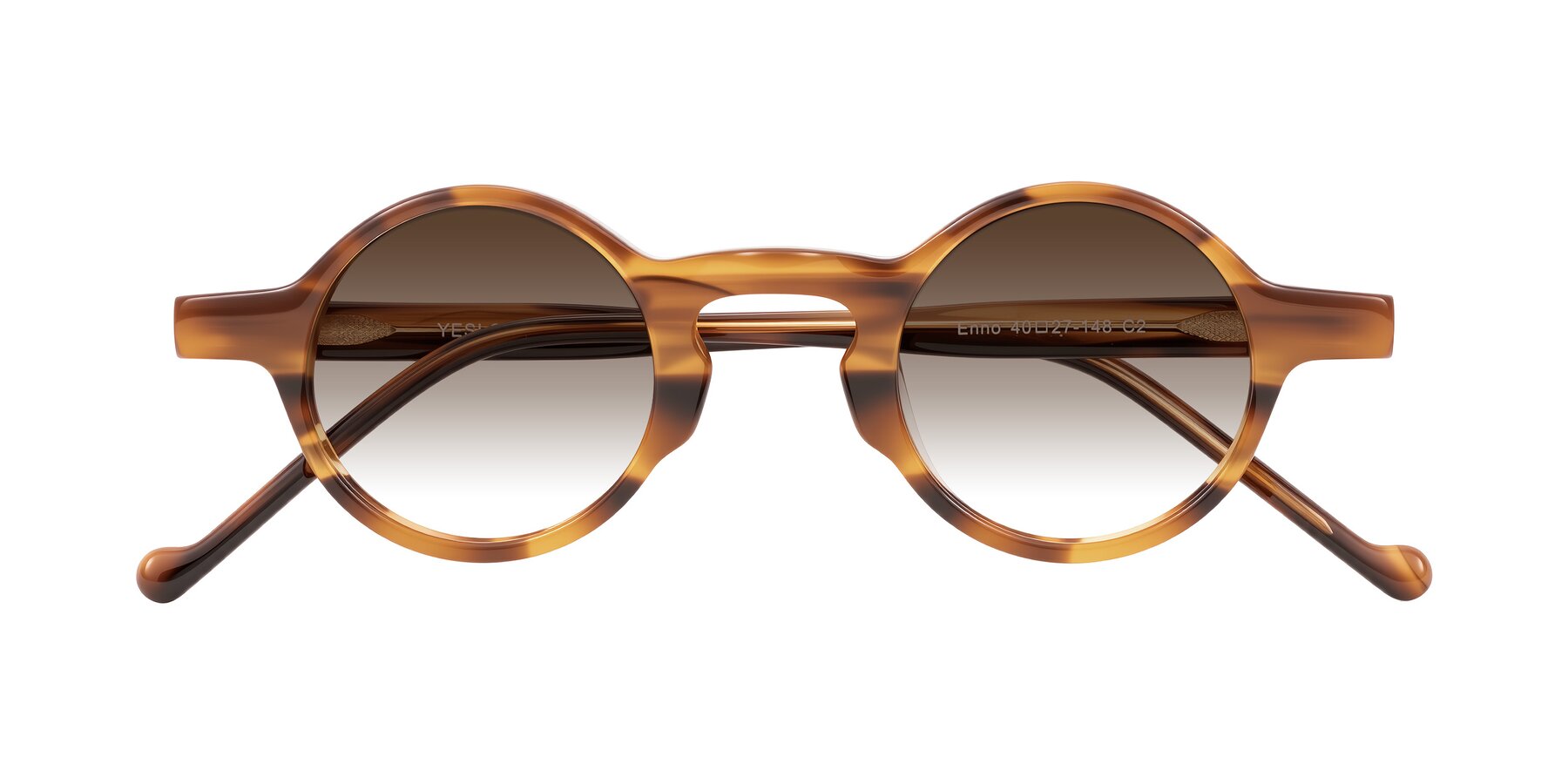 Folded Front of Enno in Amber Striped with Brown Gradient Lenses