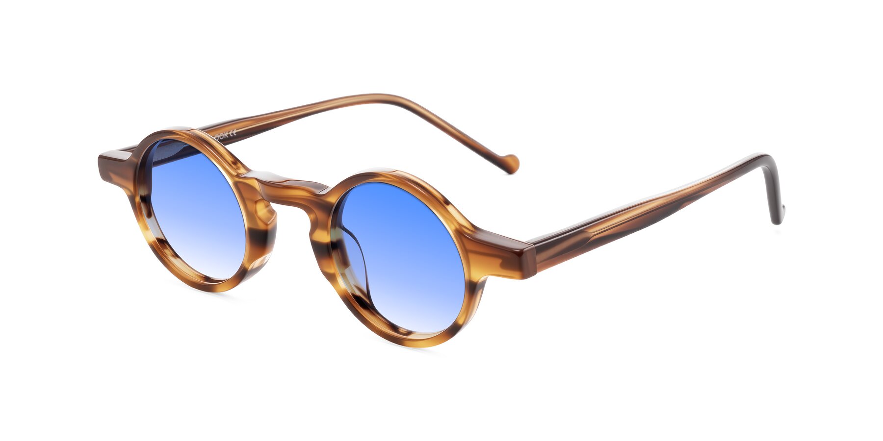 Angle of Enno in Amber Striped with Blue Gradient Lenses
