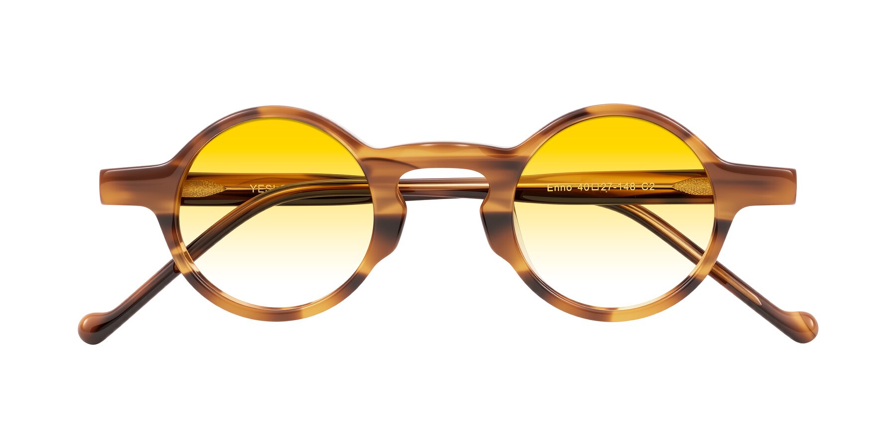 Folded Front of Enno in Amber Striped with Yellow Gradient Lenses