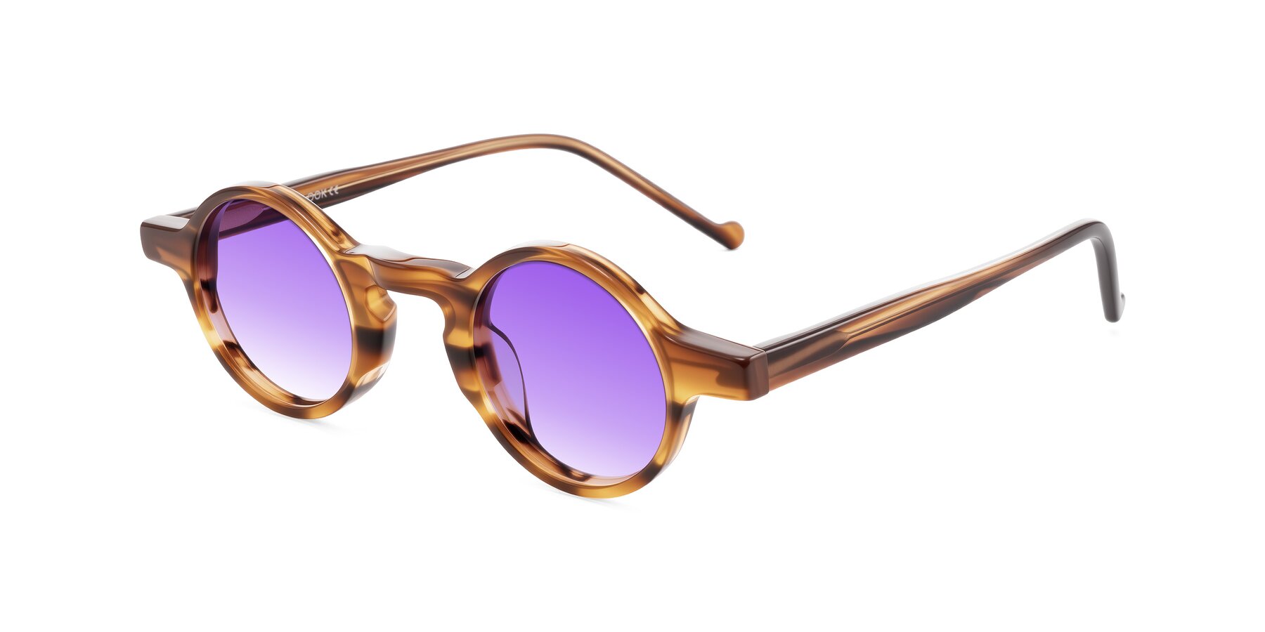 Angle of Enno in Amber Striped with Purple Gradient Lenses