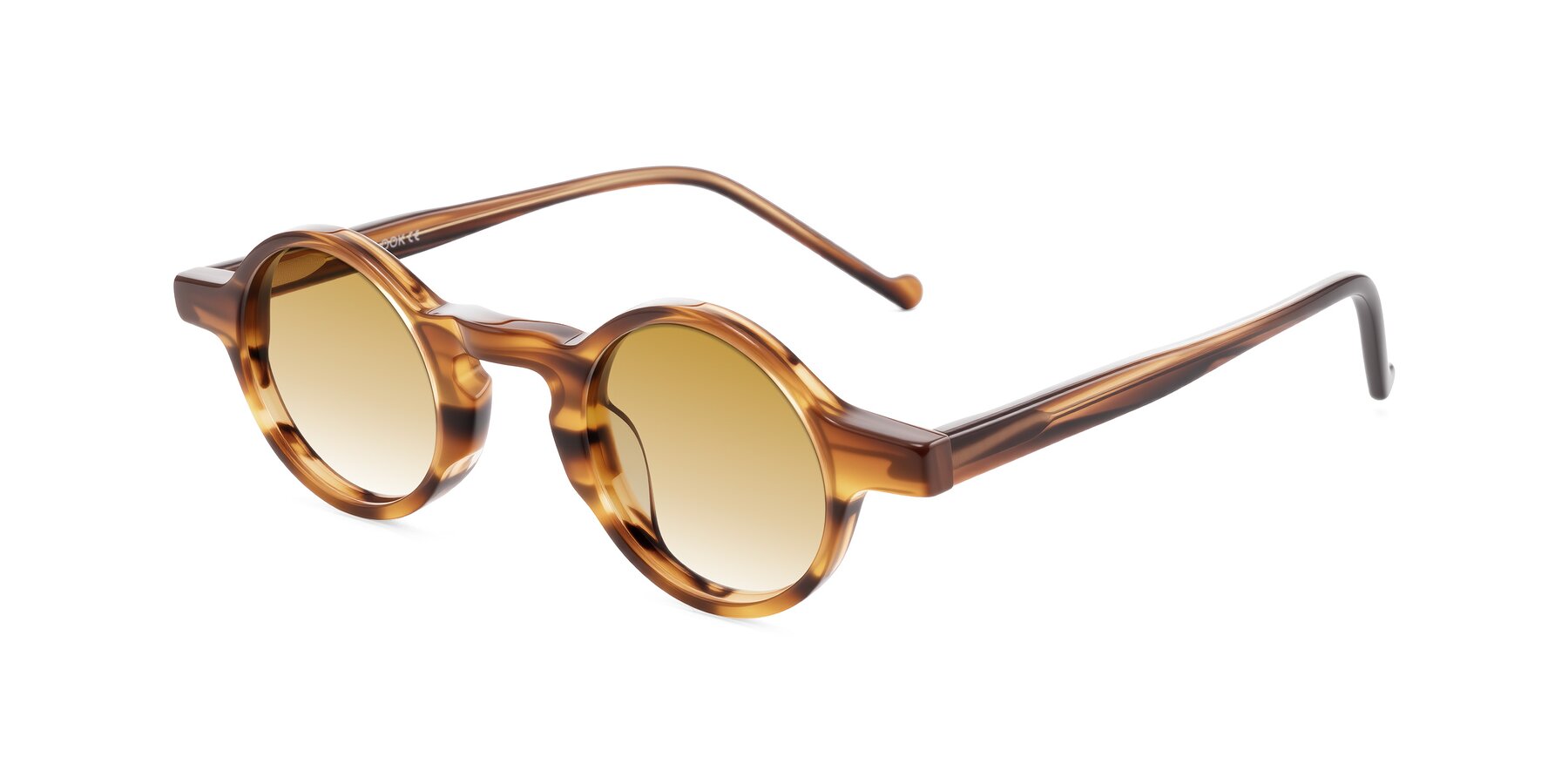 Angle of Enno in Amber Striped with Champagne Gradient Lenses