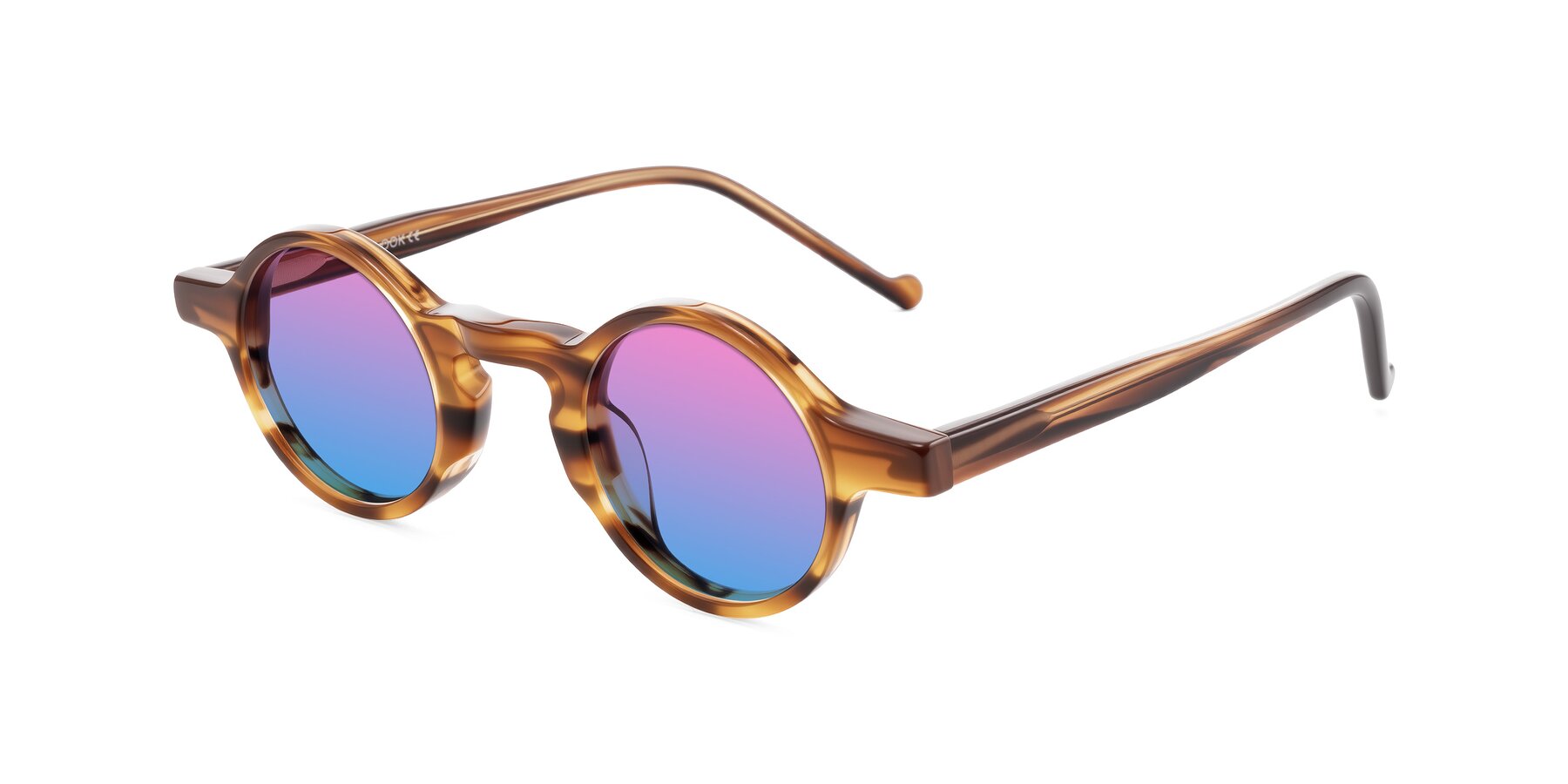 Angle of Enno in Amber Striped with Pink / Blue Gradient Lenses