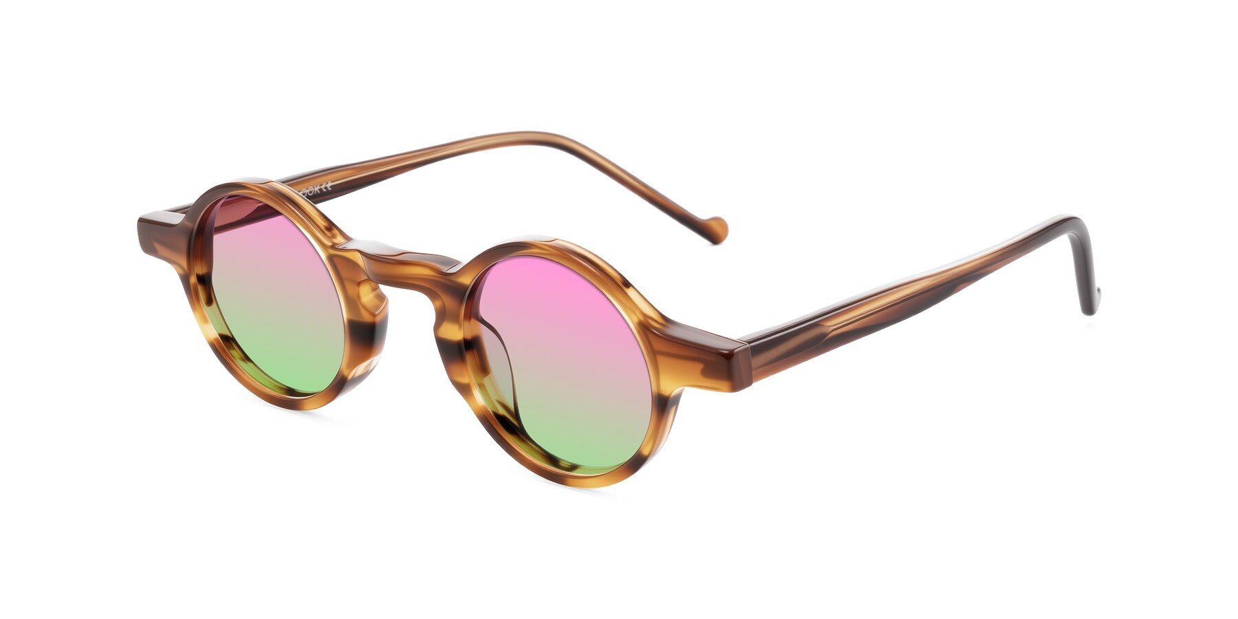 Angle of Enno in Amber Striped with Pink / Green Gradient Lenses