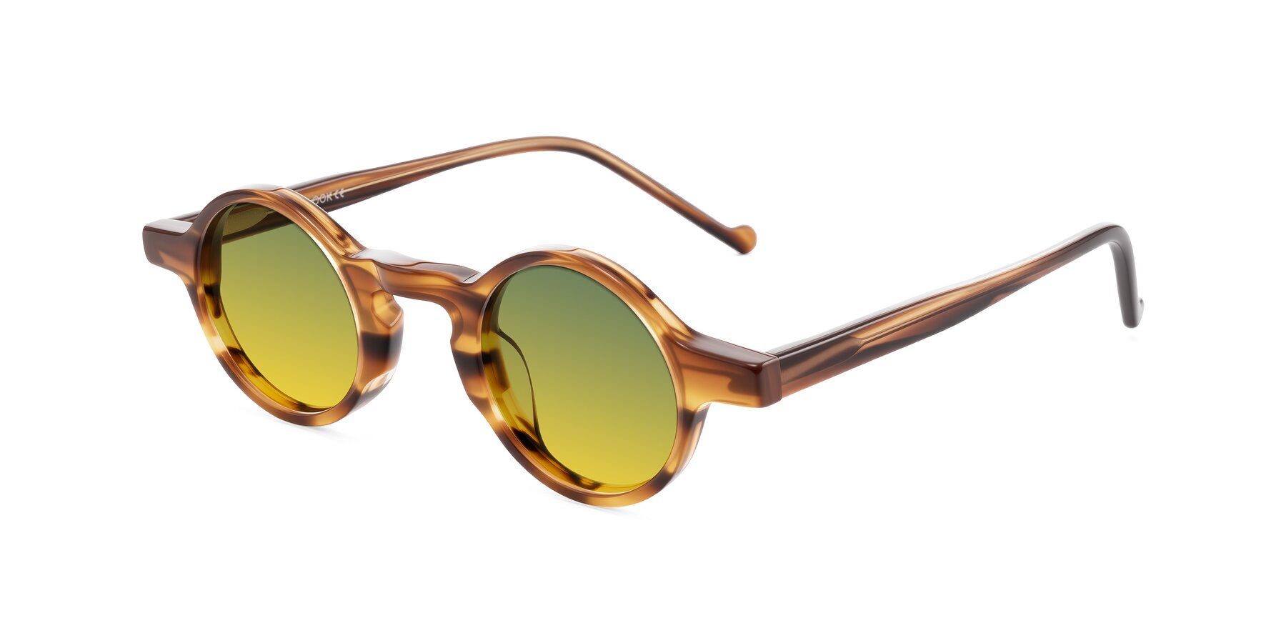 Angle of Enno in Amber Striped with Green / Yellow Gradient Lenses