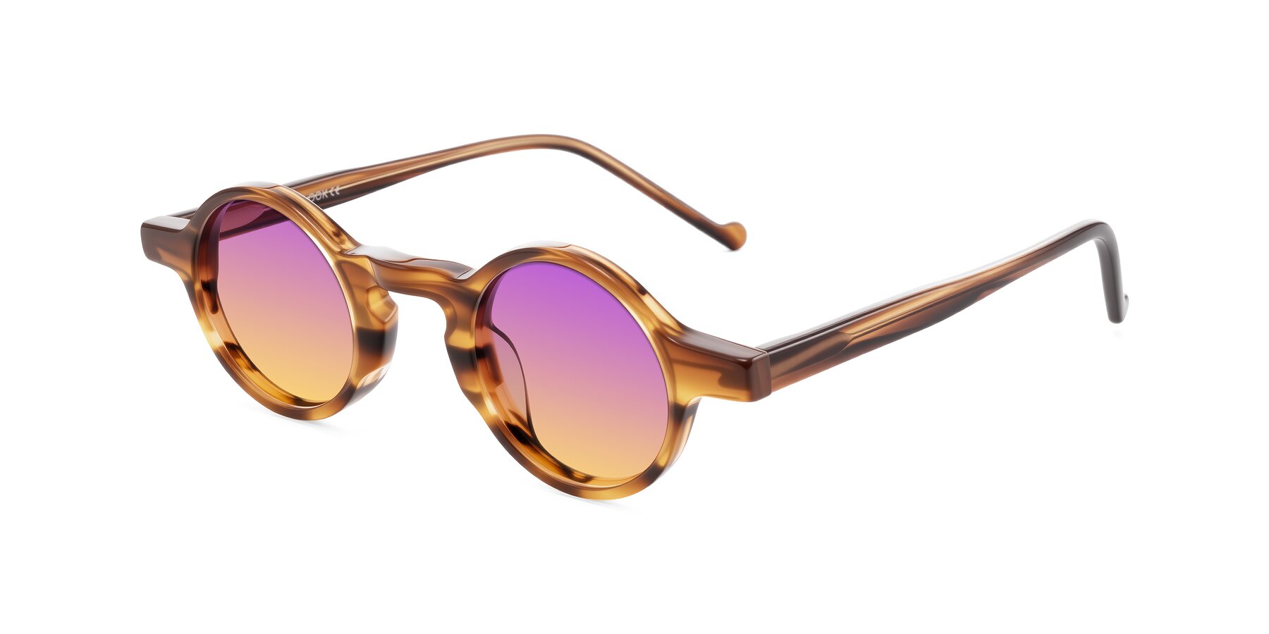 Angle of Enno in Amber Striped with Purple / Yellow Gradient Lenses