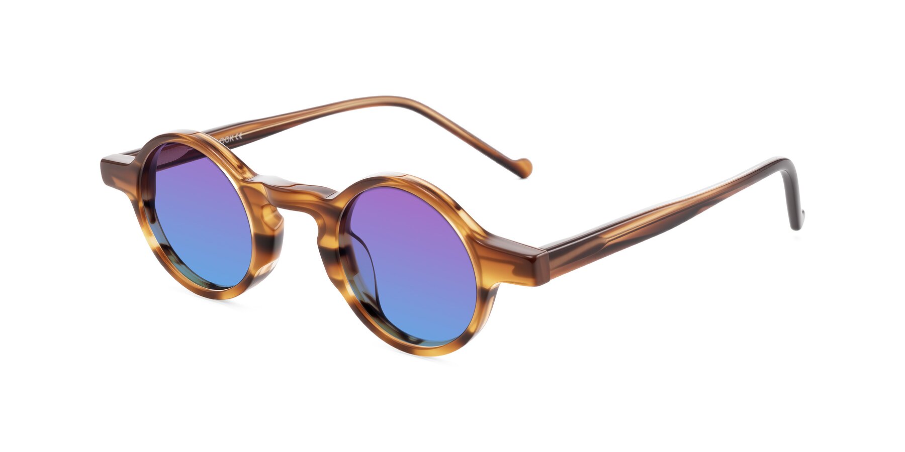 Angle of Enno in Amber Striped with Purple / Blue Gradient Lenses