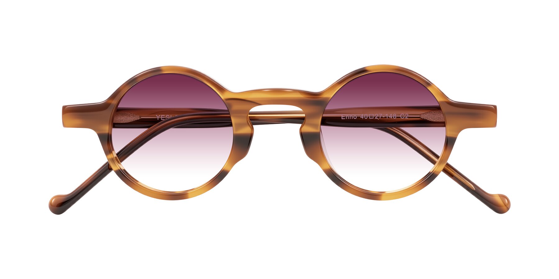 Folded Front of Enno in Amber Striped with Wine Gradient Lenses