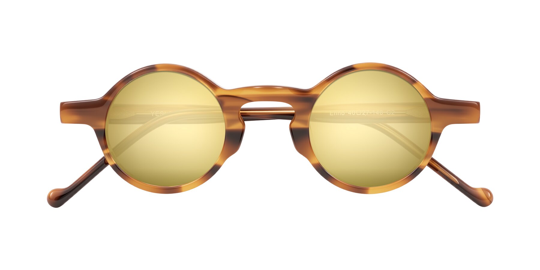 Folded Front of Enno in Amber Striped with Gold Mirrored Lenses