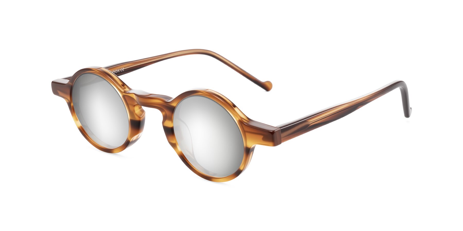 Angle of Enno in Amber Striped with Silver Mirrored Lenses