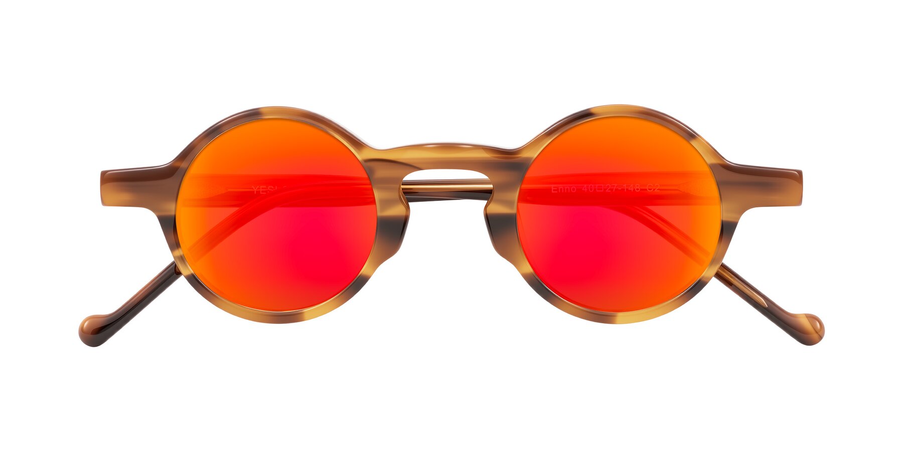 Folded Front of Enno in Amber Striped with Red Gold Mirrored Lenses
