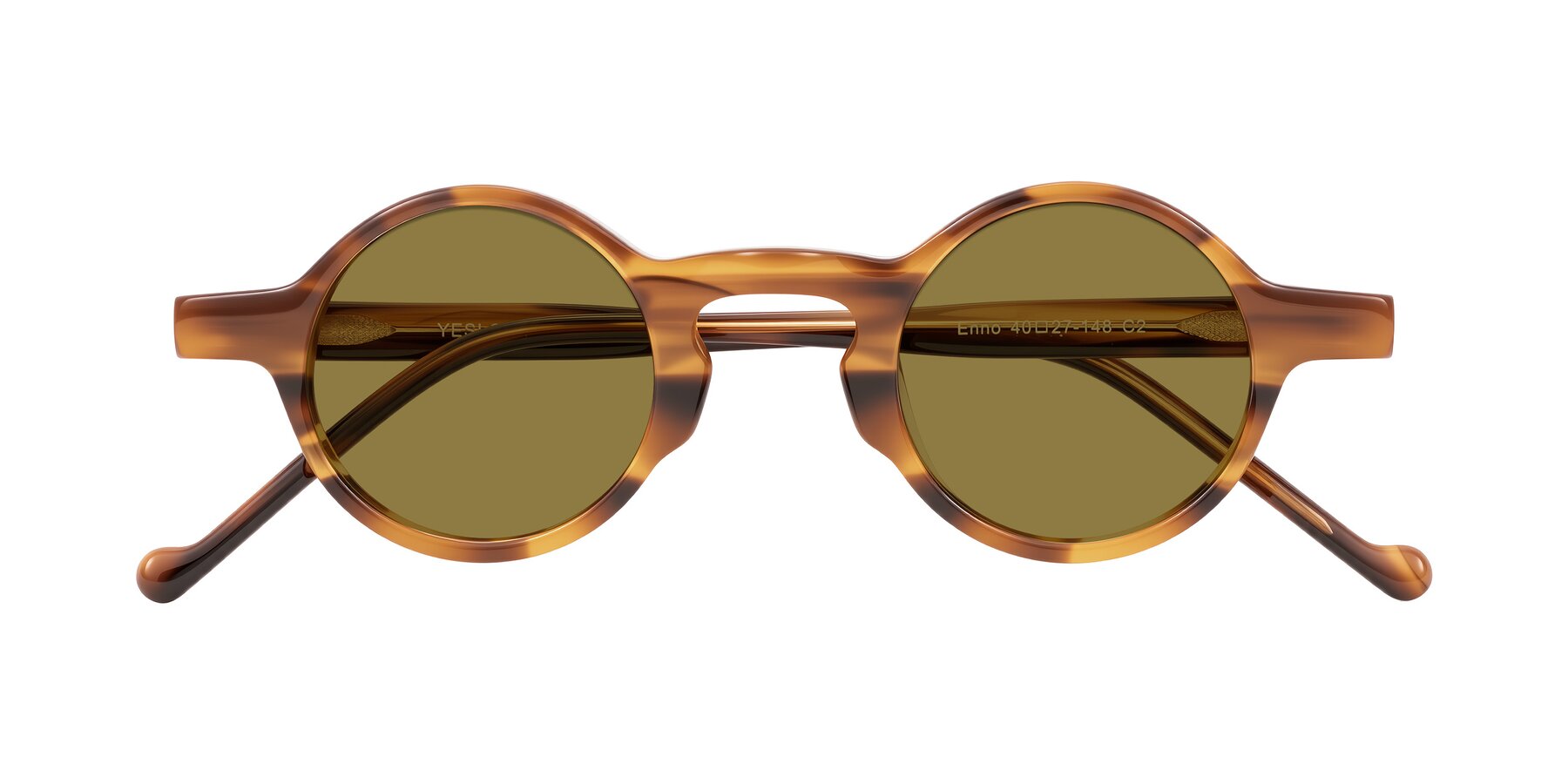 Folded Front of Enno in Amber Striped with Brown Polarized Lenses
