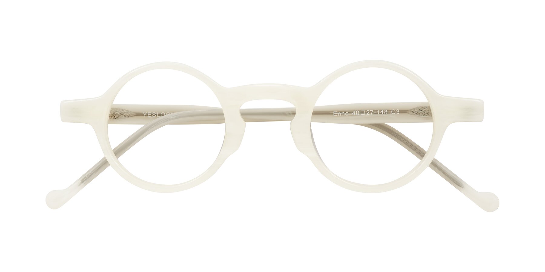 Folded Front of Enno in Jade White with Clear Blue Light Blocking Lenses