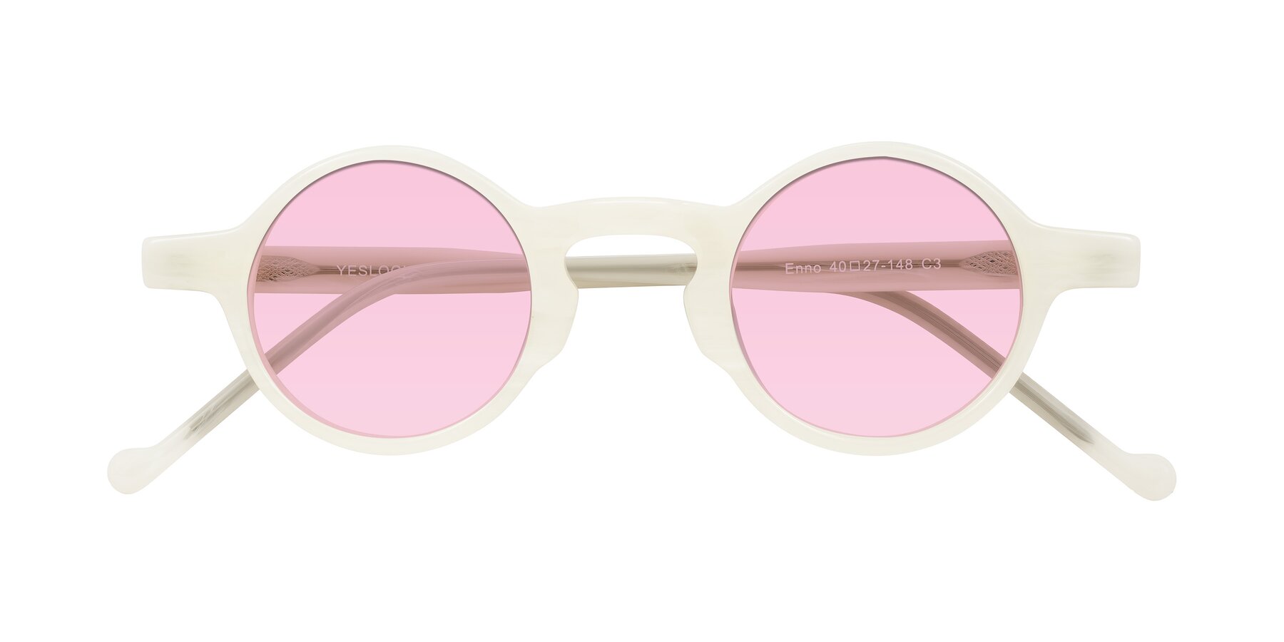 Folded Front of Enno in Jade White with Light Pink Tinted Lenses