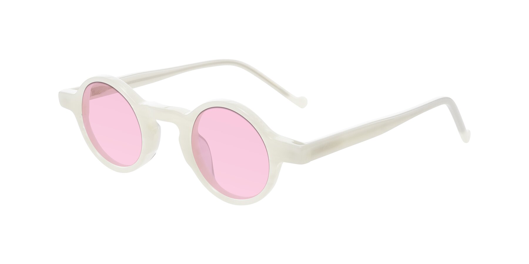 Angle of Enno in Jade White with Light Pink Tinted Lenses