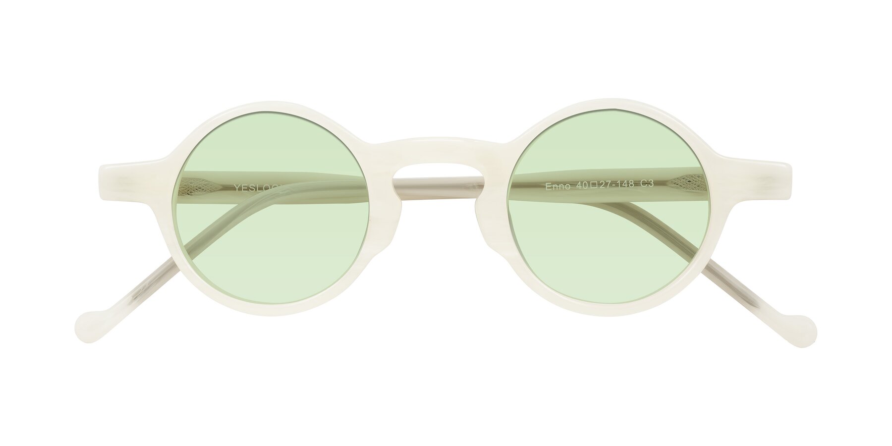 Folded Front of Enno in Jade White with Light Green Tinted Lenses