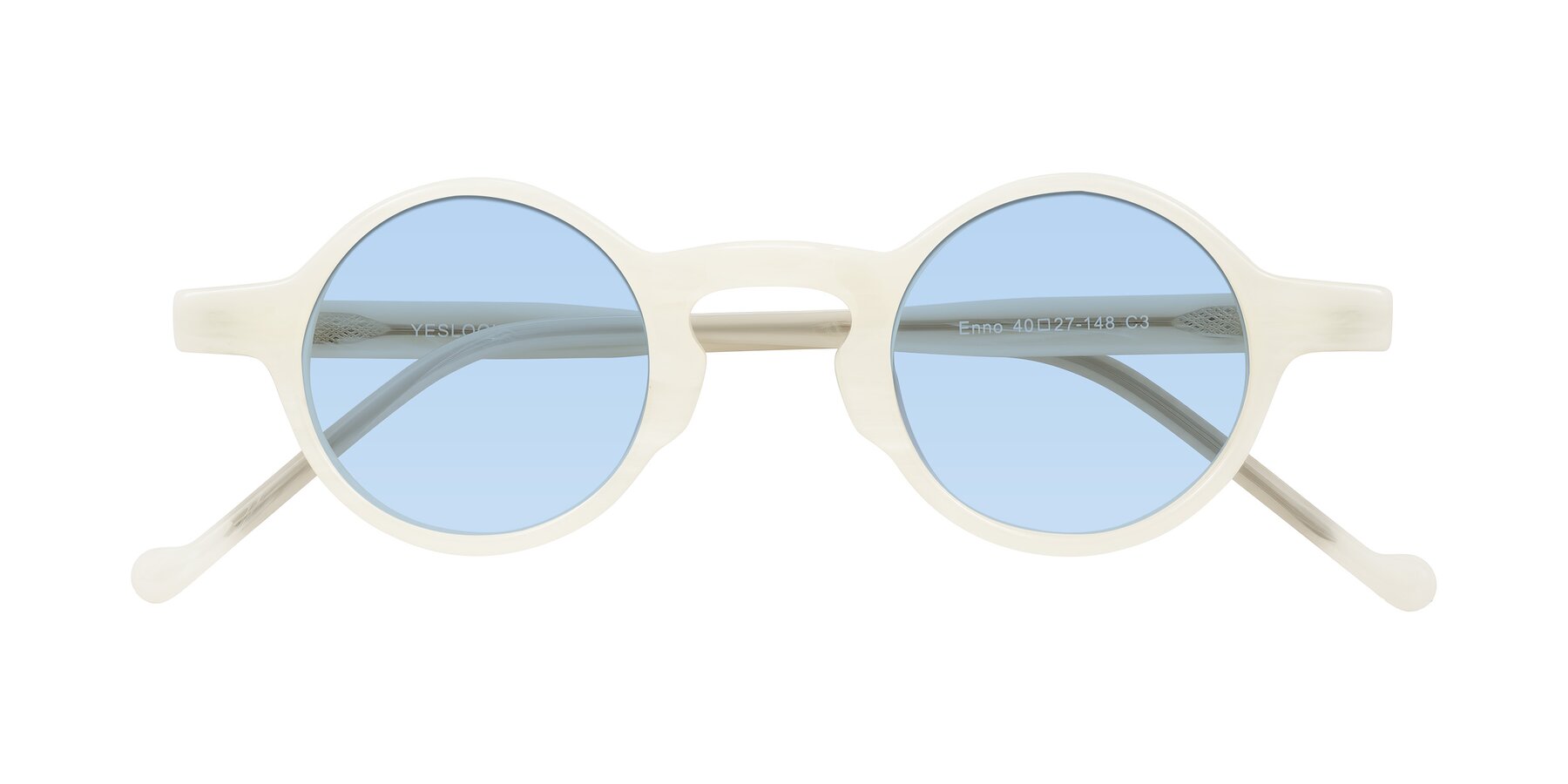 Folded Front of Enno in Jade White with Light Blue Tinted Lenses