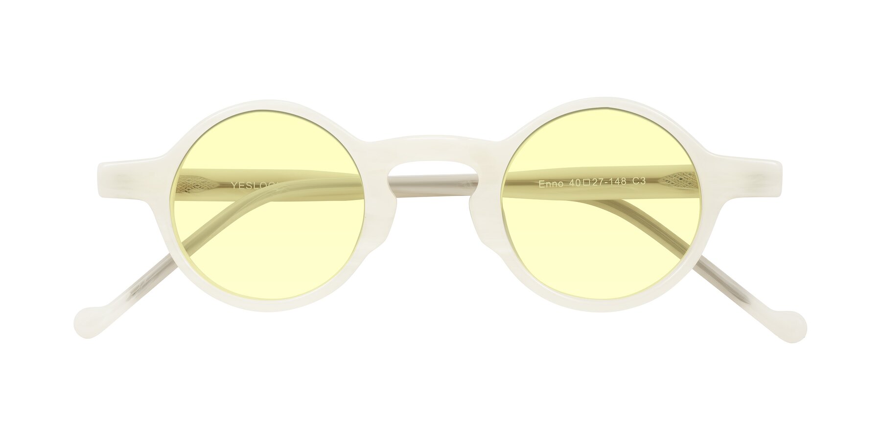 Folded Front of Enno in Jade White with Light Yellow Tinted Lenses