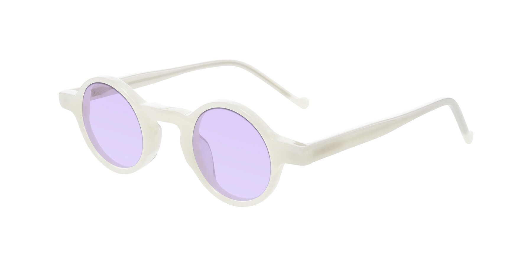 Angle of Enno in Jade White with Light Purple Tinted Lenses