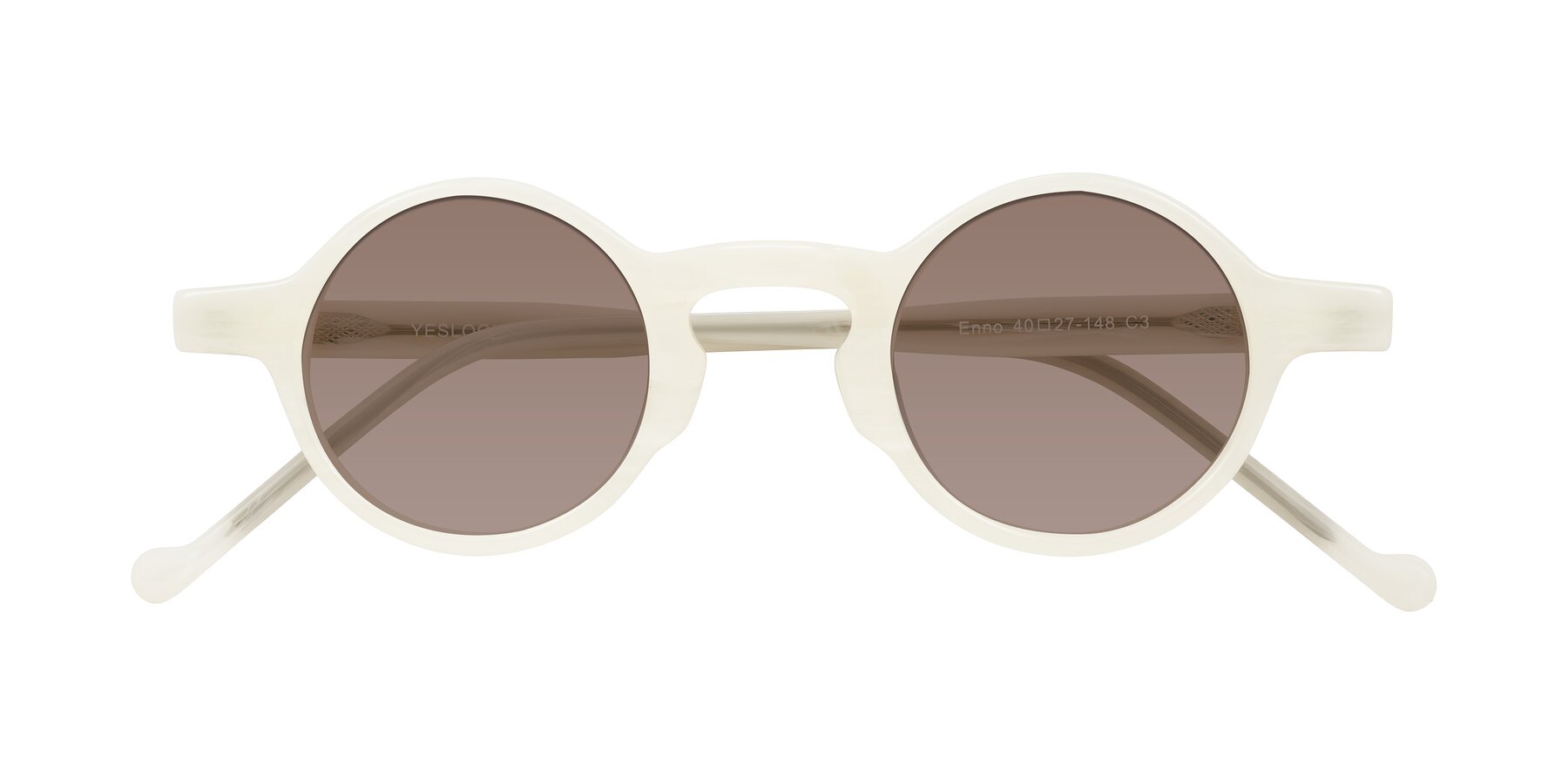 Folded Front of Enno in Jade White with Medium Brown Tinted Lenses