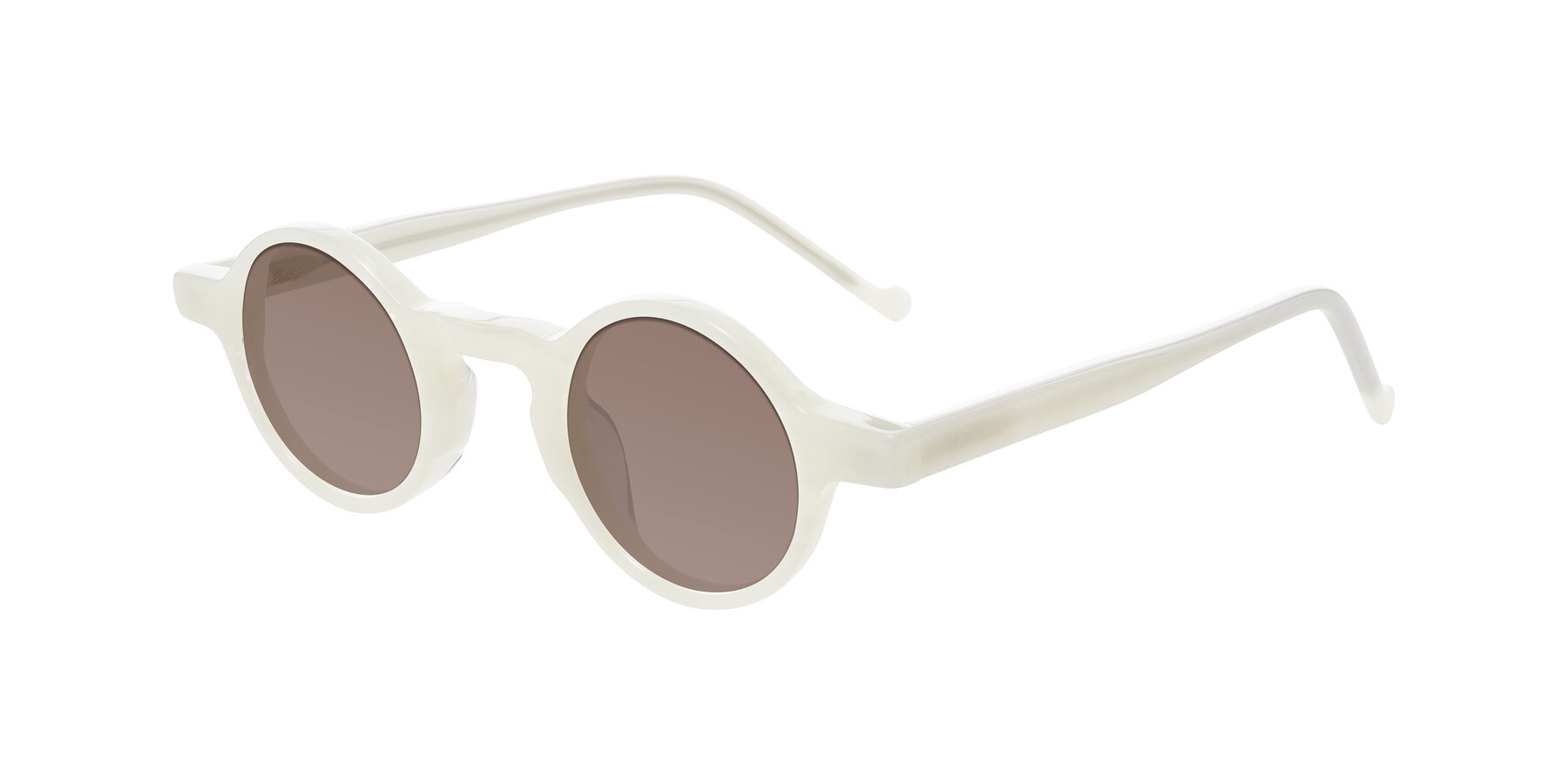 Angle of Enno in Jade White with Medium Brown Tinted Lenses