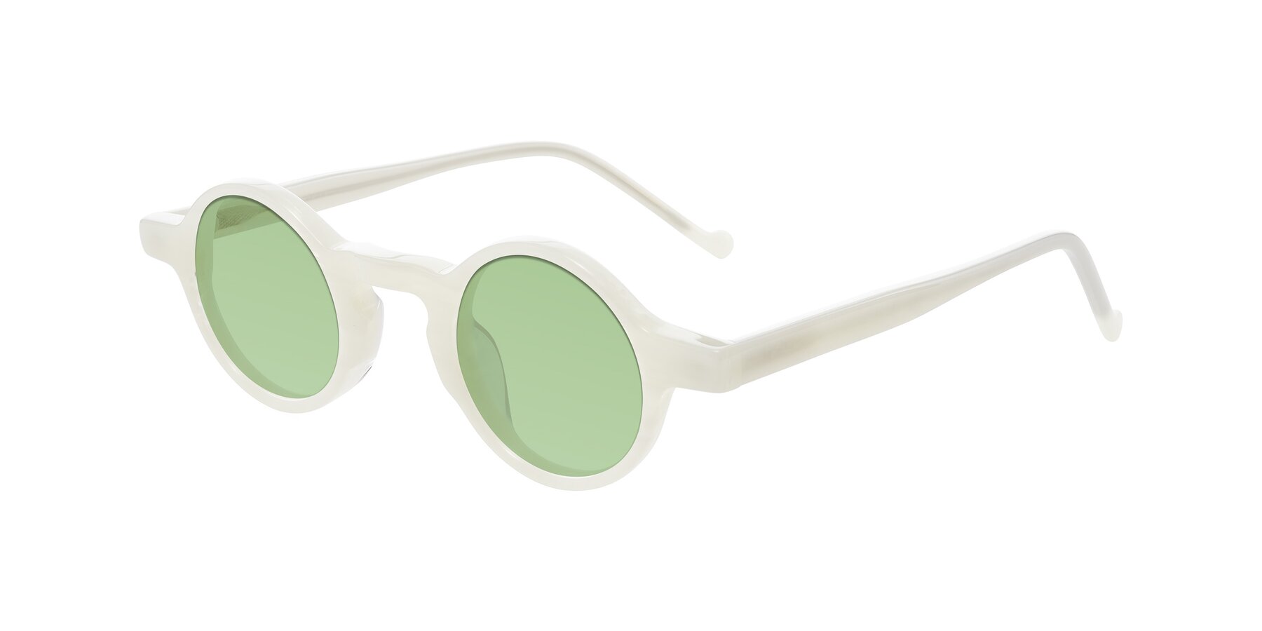 Angle of Enno in Jade White with Medium Green Tinted Lenses