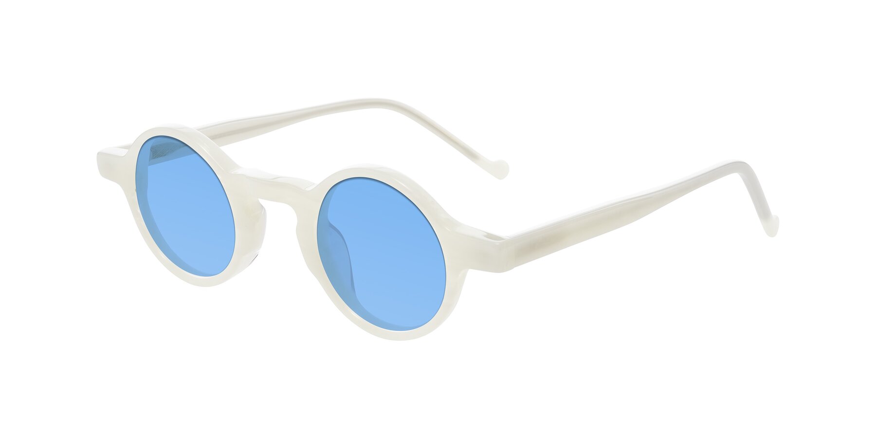 Angle of Enno in Jade White with Medium Blue Tinted Lenses