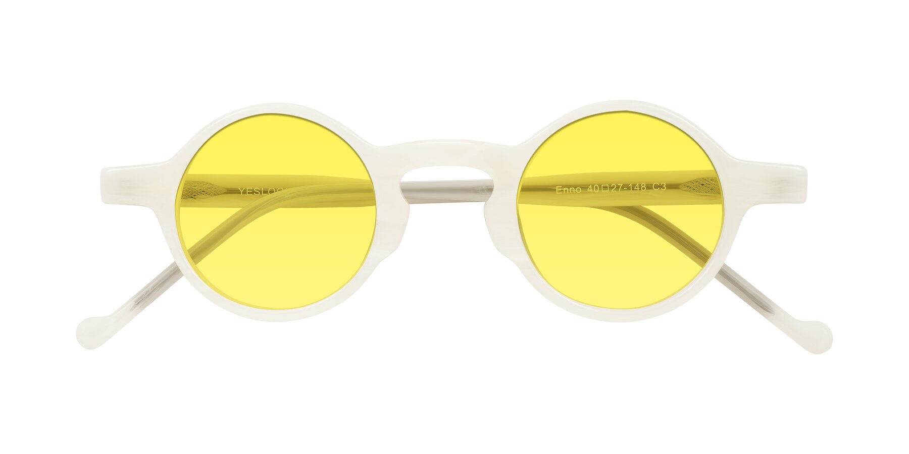 Folded Front of Enno in Jade White with Medium Yellow Tinted Lenses