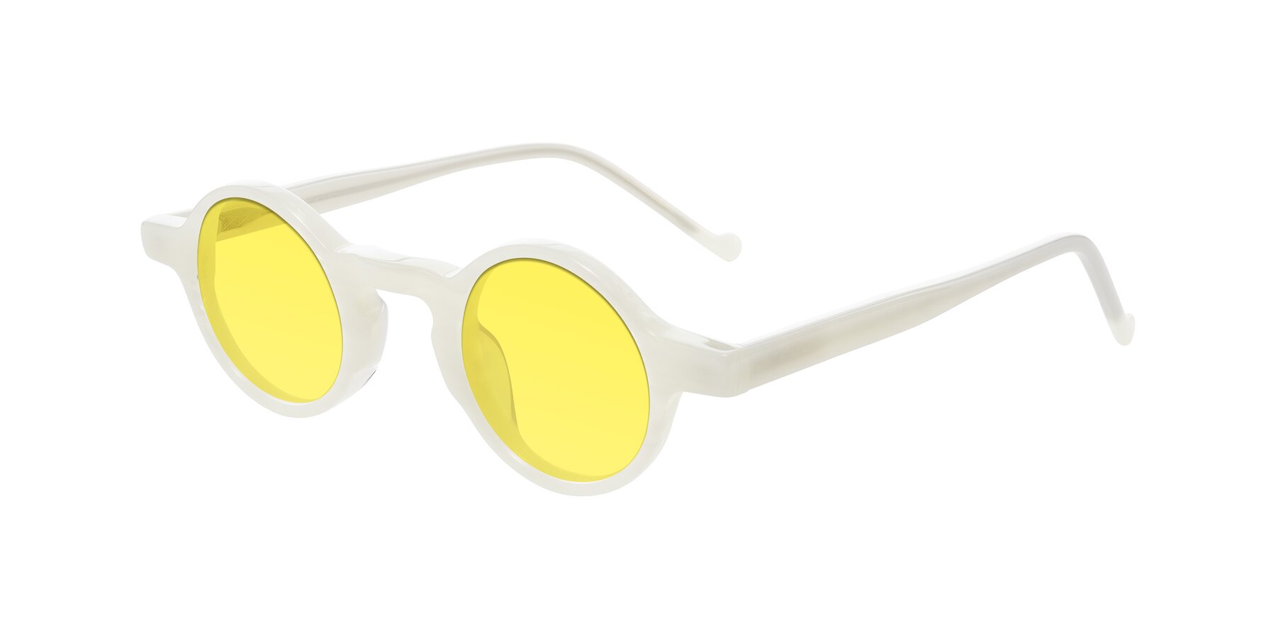 Angle of Enno in Jade White with Medium Yellow Tinted Lenses