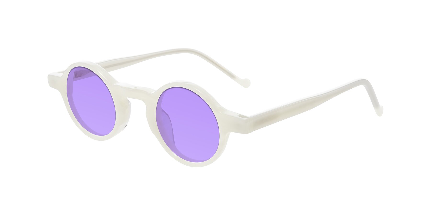 Angle of Enno in Jade White with Medium Purple Tinted Lenses